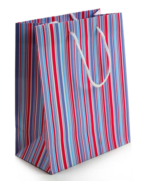 Striped shopping paper bags isolated on white — Stock Photo, Image