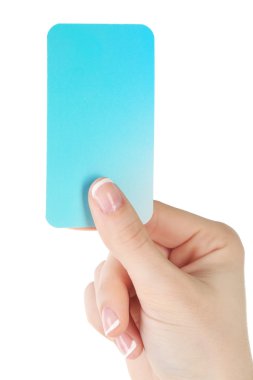 kartvizit, üzerinde beyaz izole tutan el