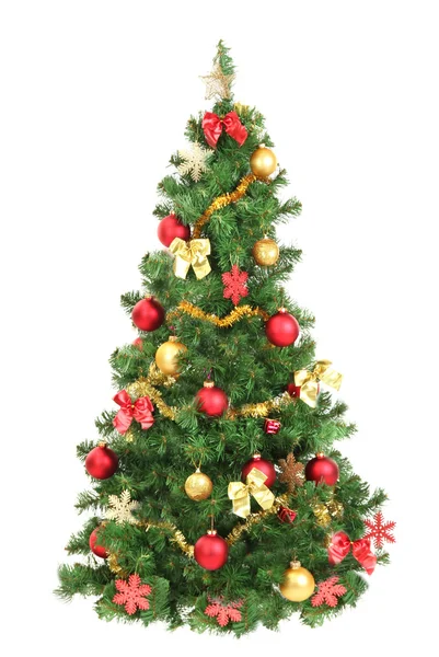 白に隔離された装飾クリスマスツリー — ストック写真