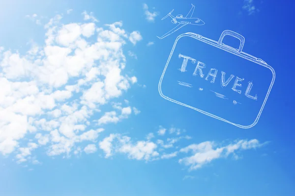 TRAVEL written in the blue sky — Stock Photo, Image