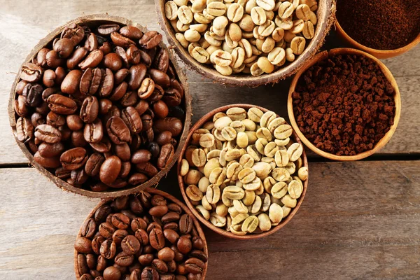 Various of coffee in small dishes — Stock Photo, Image
