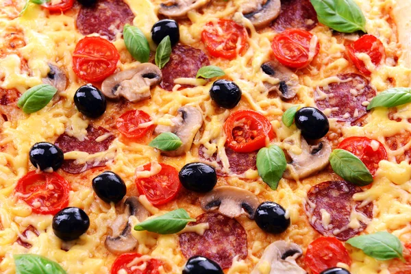 Delicioso caseiro pizza close-up — Fotografia de Stock