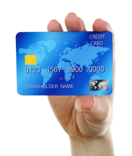 Hand holding credit card, isolated on white — Stock Photo, Image