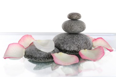 Çiçek olan spa taş yığını