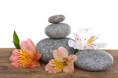 Çiçek olan spa taş yığını