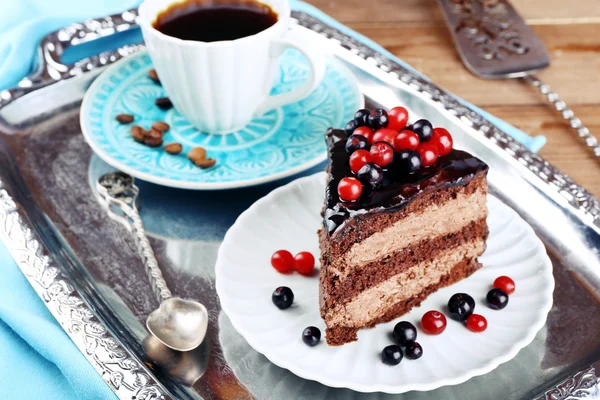 Delicious chocolate cake — Stock Photo, Image