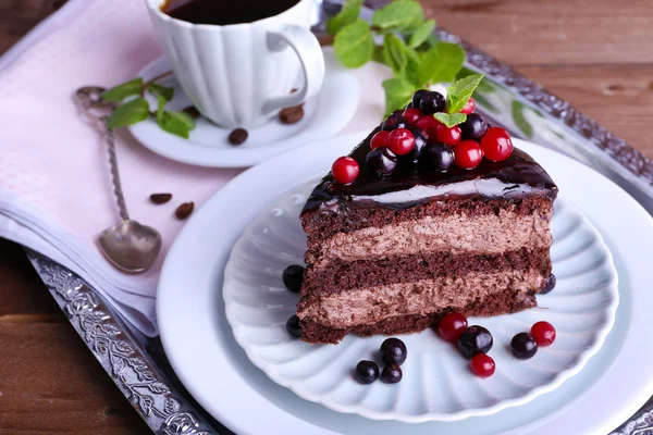 Delicious chocolate cake — Stock Photo, Image