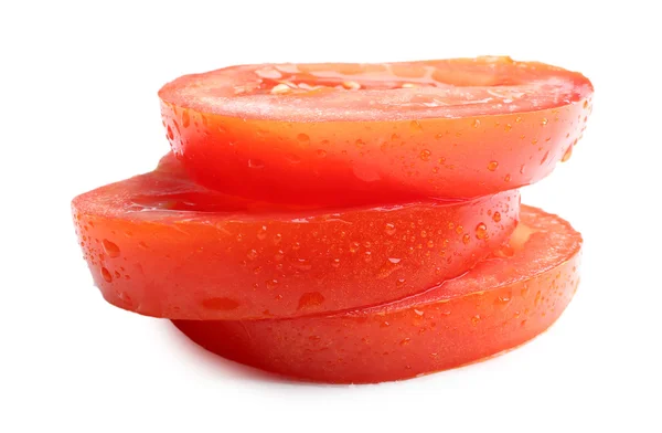 In Scheiben geschnittene Kirschtomate isoliert auf weiß — Stockfoto