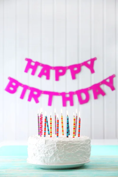 Birthday cake with candles — Stock Photo, Image