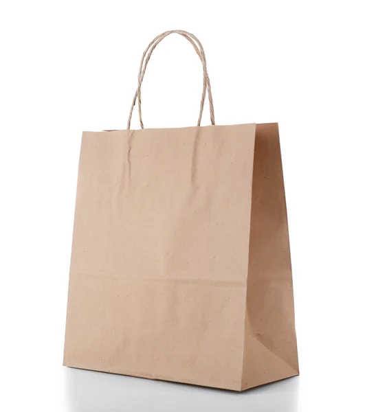 Kağıt alışveriş beyaz izole çantası — Stok fotoğraf
