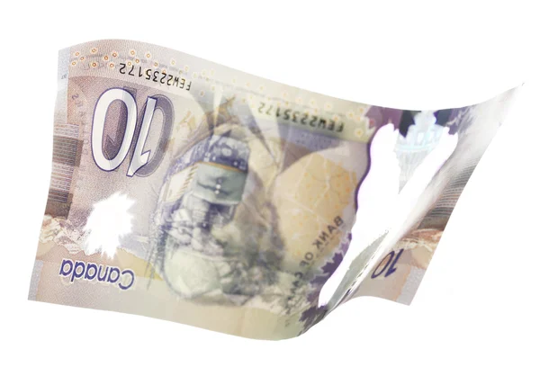 Kanadský dolar 10, izolovaných na bílém — Stock fotografie