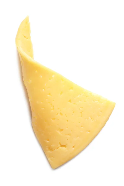 Rebanada de queso aislado en blanco — Foto de Stock