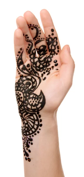 Henna on female hand — Stock Photo, Image