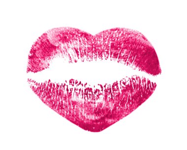 Kissing lips in shape of heart