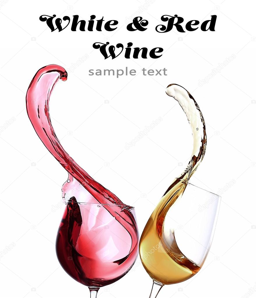 Splashes of wine isolated on white