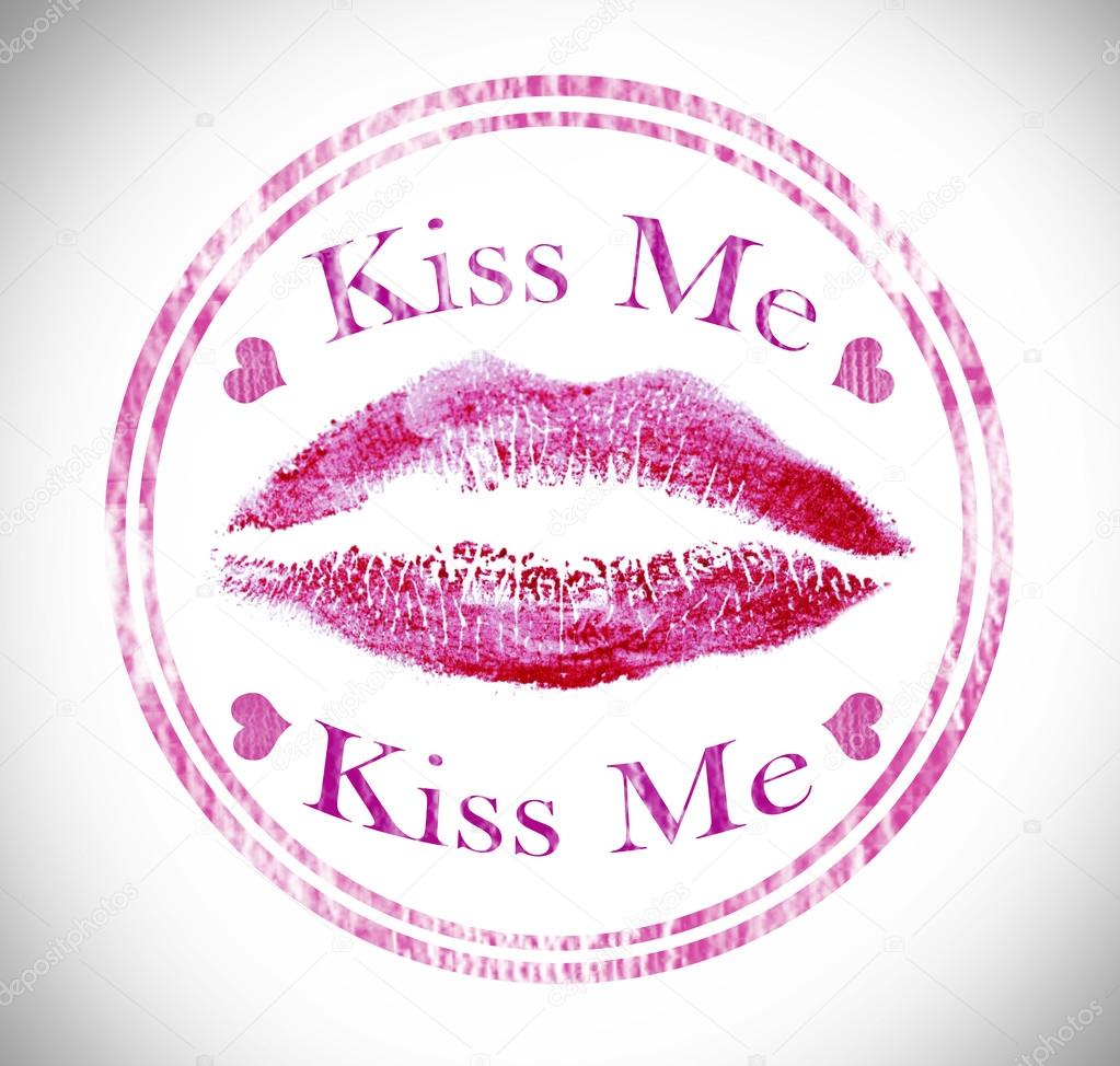 Premium Vector  Kiss me lettering with lips stamp