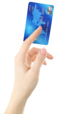 El ele tutuşma kartı, beyazla izole edilmiş.