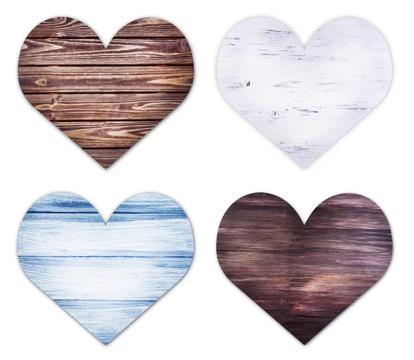 Εκλεκτής ποιότητας ξύλινα καρδιές που απομονώνονται σε λευκό — Φωτογραφία Αρχείου