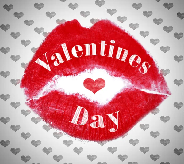 Lipstick kiss closeup. Love, Valentine's Day concepts. — Zdjęcie stockowe