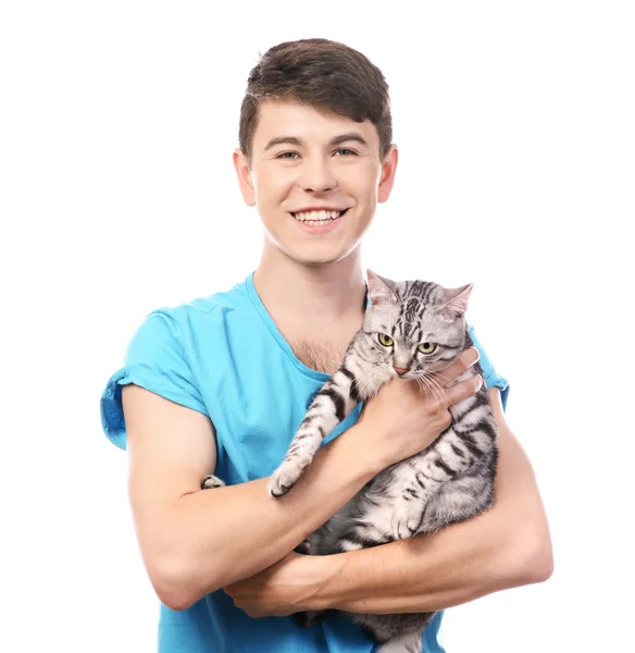 Man with cute cat — Stock Photo, Image