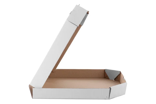 Коробка пиццы изолированы на белый — стоковое фото
