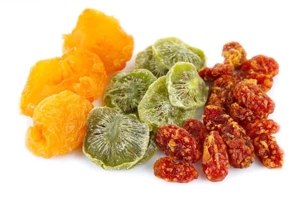 Assortment of dried fruits isolated on white — Stock Photo, Image