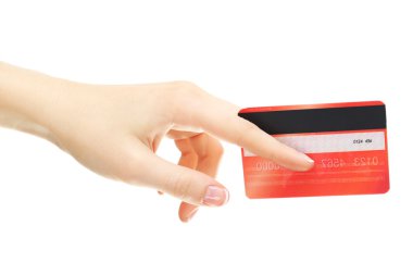 El ele tutuşma kartı, beyazla izole edilmiş.