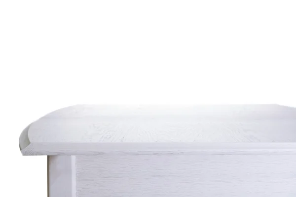 白色桌子上的木制桌子 — 图库照片