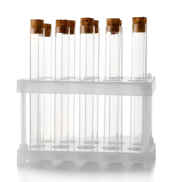 Empty laboratory test tubes isolated on white — Stock Photo, Image