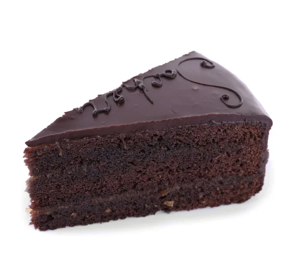 Piece of chocolate cake isolated on white — Stock Photo, Image