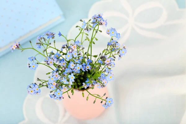 Pomněnky květiny na modrém pozadí — Stock fotografie