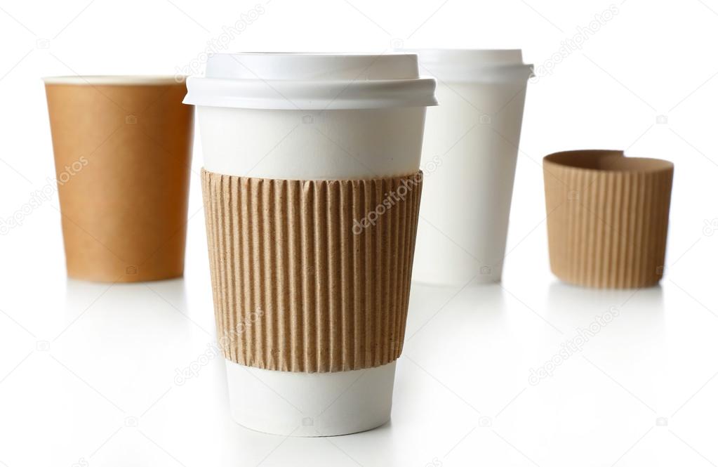 Paper cups isolated on white
