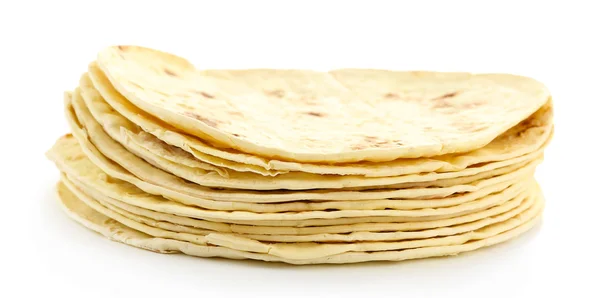 Bloem tortilla's geïsoleerd op wit — Stockfoto