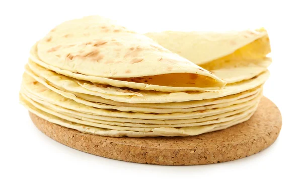 Tortilhas de farinha isoladas sobre branco — Fotografia de Stock