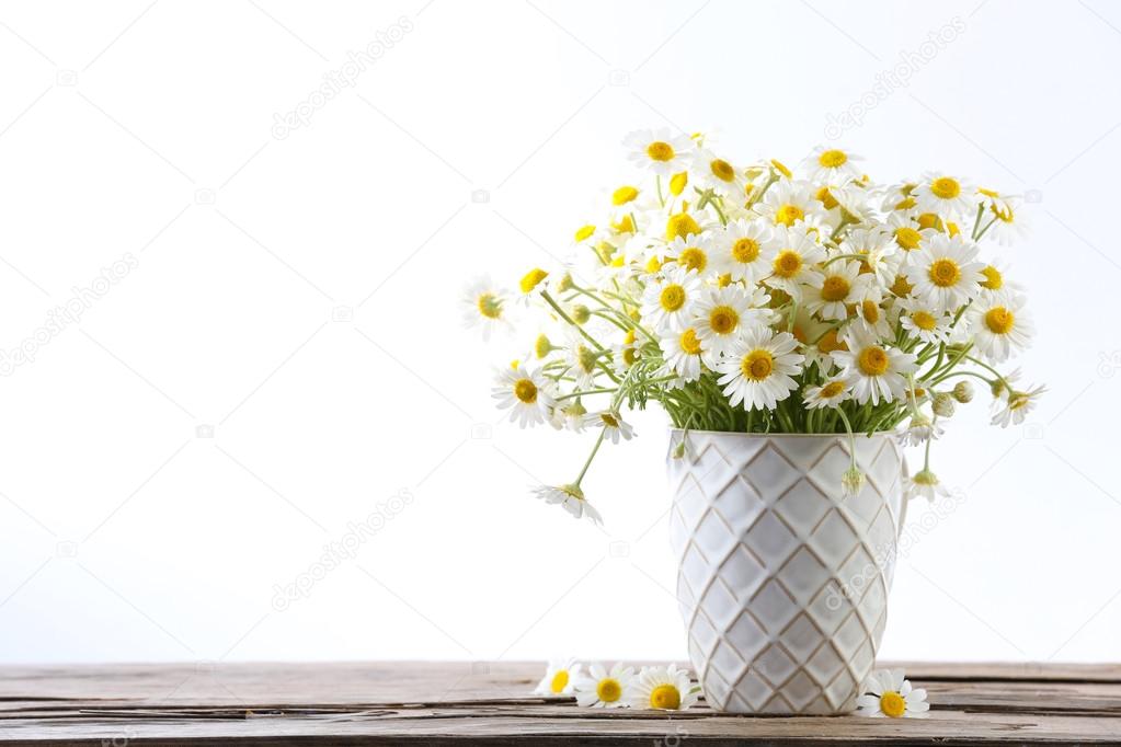 Beautiful bouquet of daisies in vase