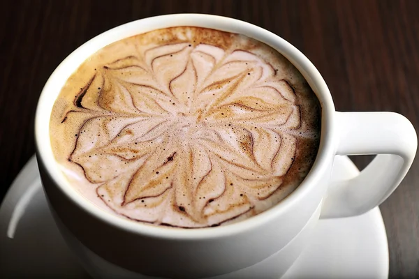 Latte art fika, närbild — Stockfoto