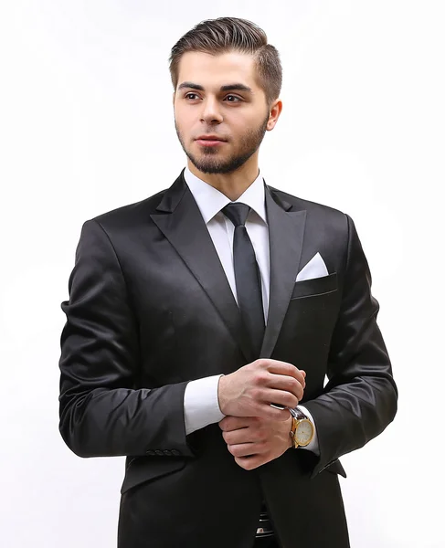 Elegante hombre de traje aislado en blanco —  Fotos de Stock