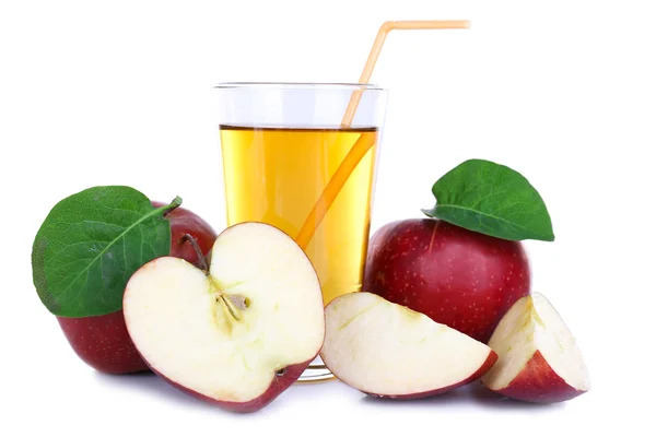 Glass of apple juice with red apples — Stock Photo, Image