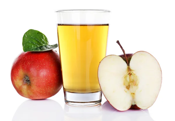 Glass of apple juice with red apples — Stock Photo, Image