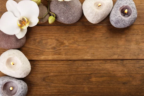 Spa stones and orchid flower — Stock Photo, Image