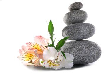 Çiçek olan spa taş yığını