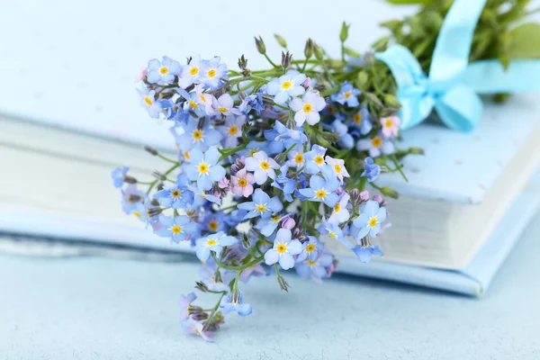 Forget-me-nots kwiaty na książki — Zdjęcie stockowe