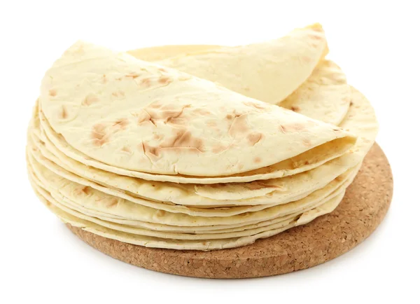 Tortilhas de farinha isoladas sobre branco — Fotografia de Stock