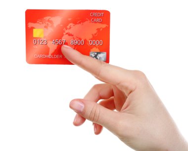 El ele tutuşma kartı, beyazla izole edilmiş.