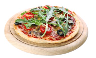 Sebzeli ve roka aromalı leziz pizza.