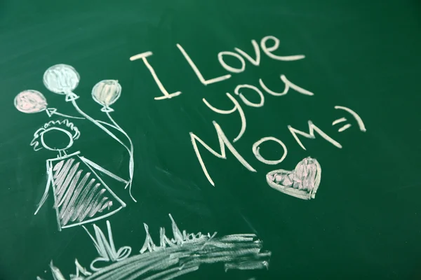 Children drawings on school blackboard background — Stock Photo, Image