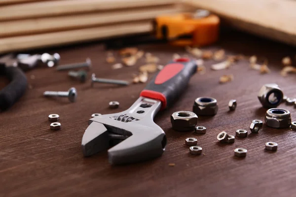 Workplace with construction tools close up — Stock Photo, Image