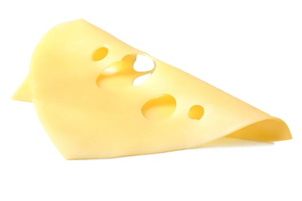 Dilim peynir beyaz izole — Stok fotoğraf
