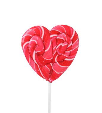 lolipop üzerinde beyaz izole kalp şeklinde