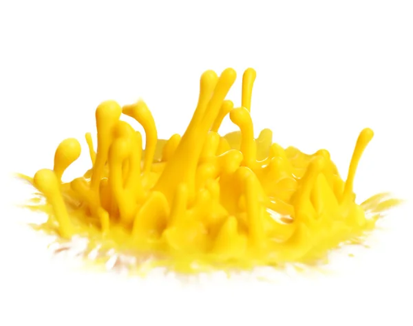 Explosions yellow paint isolated on white — Stock Photo, Image